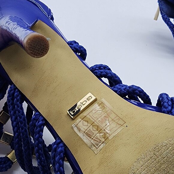 Bebe Cadee Heels Women's Size 9 Blue Zip Rope Straps - Picture 4 of 7